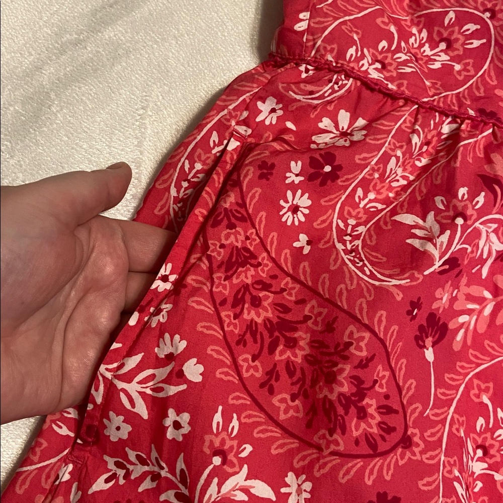 NWT LOFT Pink Paisley 100% Cotton Midi Dress w/ Pockets - Picture 6 of 10